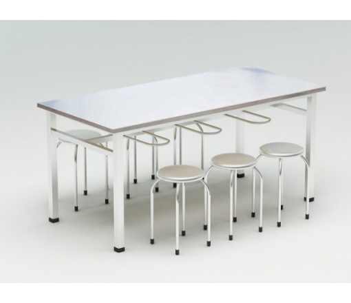 Bàn ăn inox có giá treo ghế